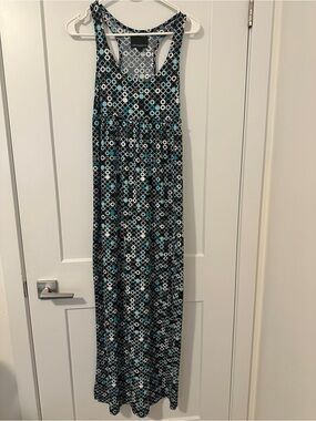 Cynthia Rowley Blue Geometric Circle Print Maxi Dress Size Small Women’s